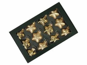Stervormige kerstballen glas goud combi mat glans 40 mm doos, Ophalen of Verzenden, Nieuw
