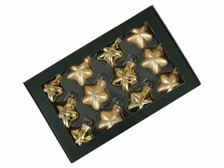 Stervormige kerstballen glas goud combi mat glans 40 mm doos, Diversen, Kerst, Nieuw, Ophalen of Verzenden