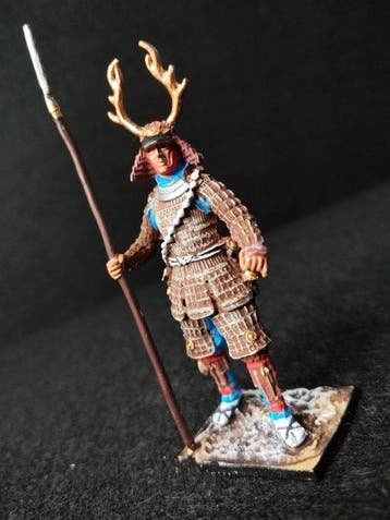 Unknown - Tinnen soldaat - Samurai with stag antler helmet -, Nieuw