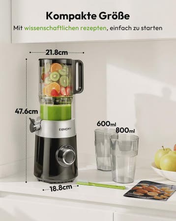 Koude pers slowjuicer met 135mm vulschacht, 220W, 0.7L, 3-vo, Verzenden, Nieuw