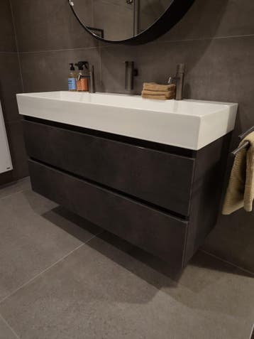 Badmeubel 120cm Primabad Blend incl kranen gunmetal - 0029, Ophalen, Nieuw, 100 tot 150 cm, Wastafelkast