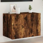vidaXL Tv-wandmeubel met LED-verlichting 60x35x41 cm gerookt, Verzenden, Nieuw, Overige houtsoorten