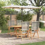 vidaXL Tuin eettafelset 5 pcs Grijs Massief Acaciahout, Verzenden, Nieuw