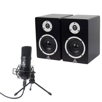 Devine MR5A studio monitoren (set van 2) + Devine M-Mic USB, Audio, Tv en Foto, Verzenden, Nieuw