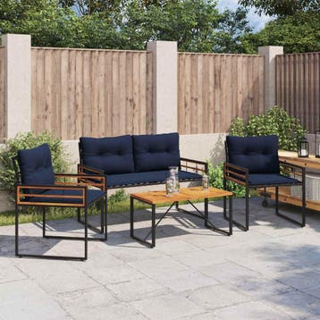 vidaXL Buitenmeubelset 4 st Marineblauw, Verzenden, Nieuw, 4 zitplaatsen