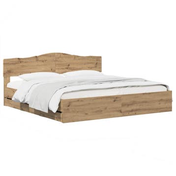 vidaXL Bed Frame with Storage and Headboard Artisan Oak 180, Huis en Inrichting, Slaapkamer | Bedden, Bruin, Verzenden, Hout, Nieuw