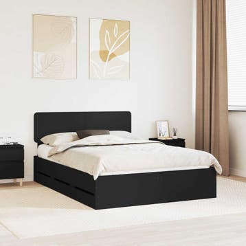 vidaXL Bedframe met lade Zwart 150 x 200 cm Geconstrueerd, Verzenden, Nieuw, Zwart, Hout
