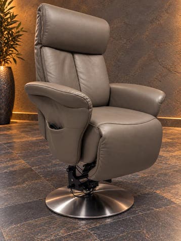Meubelzorg sta op stoel - Relaxfauteuil Sublime, Taupe leder, Minder dan 75 cm, Ophalen of Verzenden, Zo goed als nieuw, 50 tot 75 cm