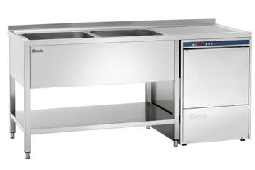 Bartscher Spoeltafel | 2 Spoelbakken Links + Bodemschap | Va, Ophalen of Verzenden