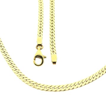 Gouden platte gourmetschakelketting, Ophalen of Verzenden, Gebruikt, Overige kleuren, Goud