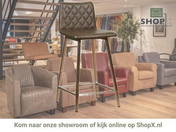 Leren barkruk Catch laag - Granada Ash (grijs/bruin) -, Huis en Inrichting, Barkrukken, 60 tot 90 cm, Nieuw, Leer, Ophalen of Verzenden