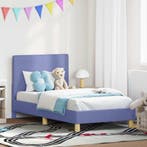 vidaXL Bedframe voor kinderen met hoofdbord Jeans Blauw 80 x, Verzenden, Nieuw, Blauw, Stof