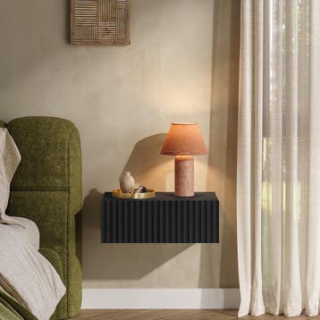 Nachtkastje Nand zwevend met lade 42x30x15 cm zwart [en.casa, Verzenden, Nieuw