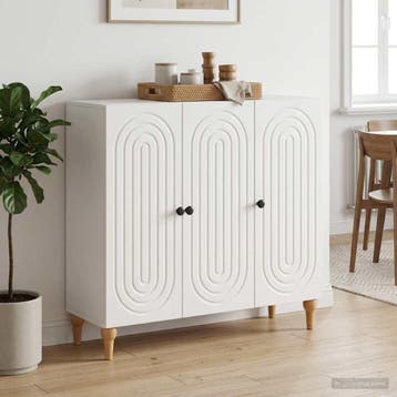 vidaXL Dressoir Hoogglans Wit 89 x 34,5 x 80 cm Bewerkt hout, Huis en Inrichting, Kasten | Dressoirs, Verzenden, Nieuw, Overige houtsoorten