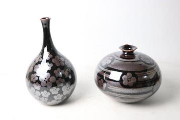 Vaas - Porselein - Japan - Plum Blossom Tenmoku - Fujii, Antiek en Kunst