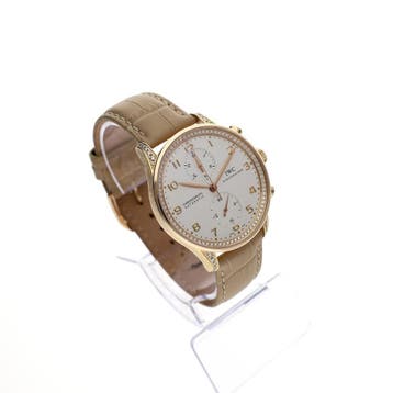 IWC Portuguese Chronograaf IW371486; 18k. Rosé gouden her.., Overige merken, Leer, Ophalen of Verzenden, Zo goed als nieuw