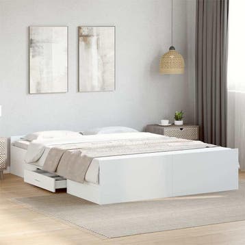 vidaXL Bedframe met lades bewerkt hout wit 160x200 cm, Verzenden, Wit, 200 cm, 160 cm