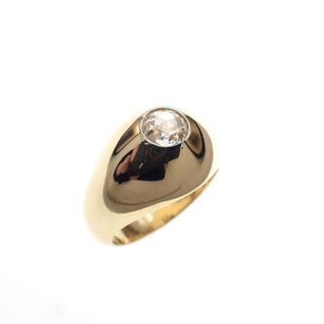 Gouden ring met grote diamant 0,40 ct., Gebruikt, Ophalen of Verzenden, 17 tot 18, Met edelsteen