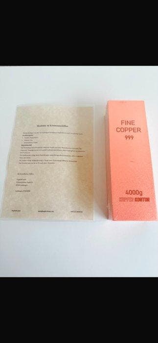 4 Kilogramm - Koper .999 - Kupfer Kontor - Met certificaat