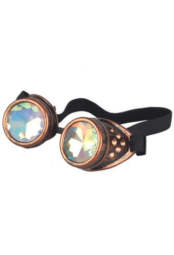 KIMU® Goggles Steampunk Bril Koper Montuur Caleidoscoop Glaz, Ophalen of Verzenden, Nieuw, Feestartikel, Carnaval