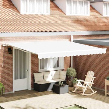 vidaXL Elektrisch zonnescherm 4 x 3,5 m Wit 100% Polyester, Verzenden, Nieuw