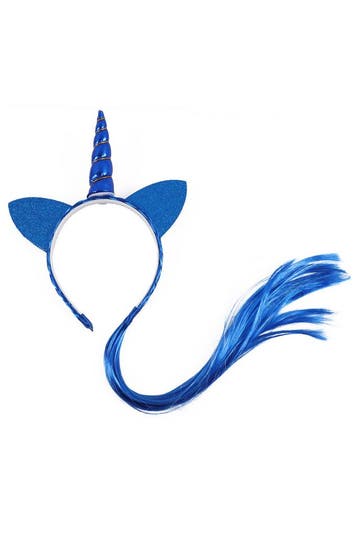 Eenhoorn Haarband Haar Blauw Unicorn Diadeem Oortjes Blauwe, Ophalen of Verzenden, Nieuw, Carnaval, Accessoires