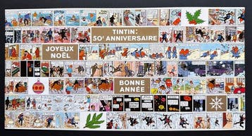 Tintin - Wenskaart 1974 - ondertekend door Didier Platteau, Nieuw