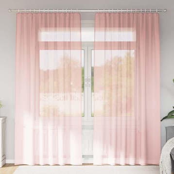 vidaXL Gordijnen voile met roedezakken 2 st roze, Verzenden, Nieuw, Roze