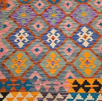 Kelim tapijt Afghan perzisch 291x203 wollen vloerkleed, Blauw, 200 cm of meer,  Perzisch tapijt kelim killim wollen vloerkleed handgeknoopt 