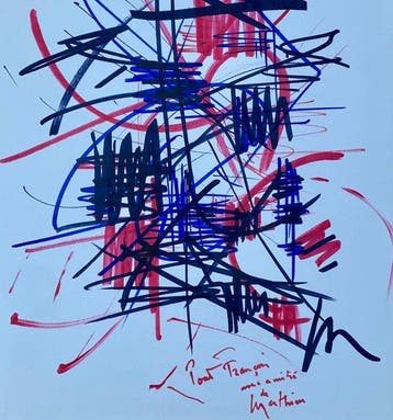 Georges Mathieu (1921-2012) - Composition en Blue et Rouge /