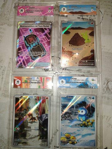 Pokémon - 4 Graded card - Larvitar, Ricetrasmettitore del, Nieuw