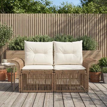 vidaXL Tuinbank 2-Aantal zitplaatsen Beige poly rattan, Verzenden, Nieuw, Rotan