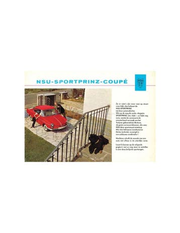 1963 NSU SPORT-PRINZ COUPÉ BROCHURE NEDERLANDS, Nieuw, Author