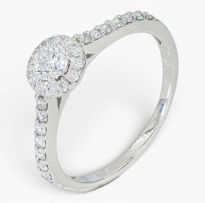 Zonder minimumprijs - Ring - 14 karaat Witgoud, HRD Antwerp, Sieraden, Tassen en Uiterlijk, Ringen