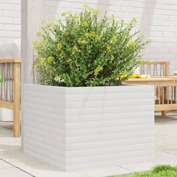 vidaXL Plantenbak 60x60x45,5 cm massief grenenhout wit, Tuin en Terras, Bloembakken en Plantenbakken, Verzenden, Nieuw, Hout