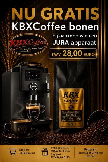 TIJDELIJKE ACTIE: Gratis 1KG KBXCoffee bonen bij uw JURA!, 10 kopjes of meer, Stoompijpje, Overige typen, Koffiemachine