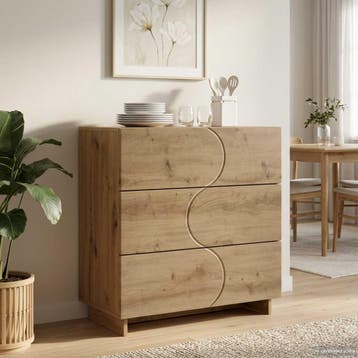 vidaXL Dressoir Artisanaal eiken 70 x 38 x 75 cm Bewerkt, Verzenden, Nieuw, 50 tot 100 cm, 25 tot 50 cm