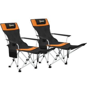 2-delige Set Opvouwbare Campingstoel Met Afneembare Voetenst, Verzenden, Nieuw