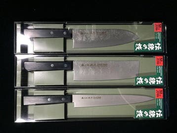 Signed Masamune / Set of 3 / Santoku knife, Yanagiba knife,