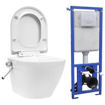 vidaXL Hangend toilet randloos met verborgen stortbak, Doe-het-zelf en Verbouw, Sanitair, Verzenden, Nieuw