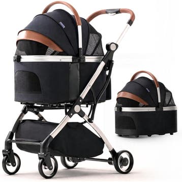 Hondenbuggy Deluxe Zwart - Opvouwbaar - Premium banden -..., Dieren en Toebehoren, Honden-accessoires, Ophalen of Verzenden, Nieuw