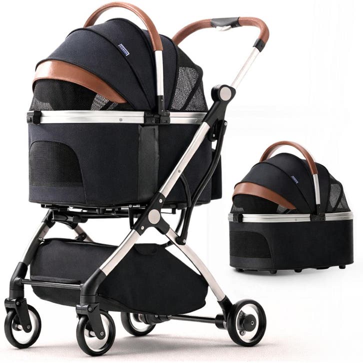 Hondenbuggy Deluxe Zwart - Opvouwbaar - Premium banden -..., Dieren en Toebehoren, Honden-accessoires, Nieuw, Ophalen of Verzenden