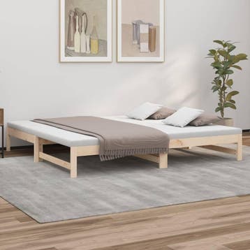 vidaXL Slaapbank uitschuifbaar 2x(80x200) cm massief, Eenpersoons, Bruin, Verzenden, Nieuw