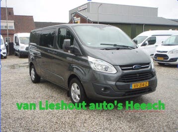 Ford Transit Custom L2 Dubbele Cabine 177936 km bj 16, Euro 5, Gebruikt, Zwart, Ford