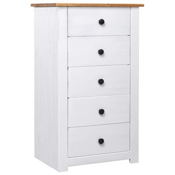 vidaXL Dressoir Panama Range 46x40x89 cm grenenhout wit, Verzenden, Nieuw, Grenenhout, Minder dan 50 cm