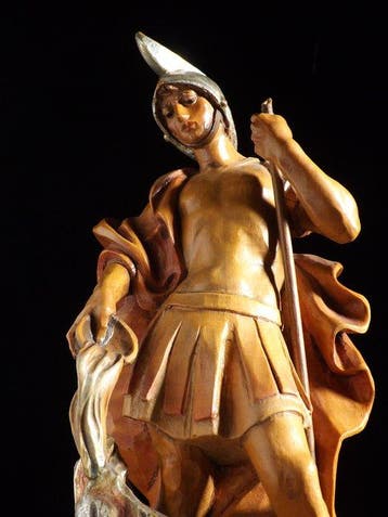 Figuur - Saint Florian of Lorch – Hand-Carved and Polychrome