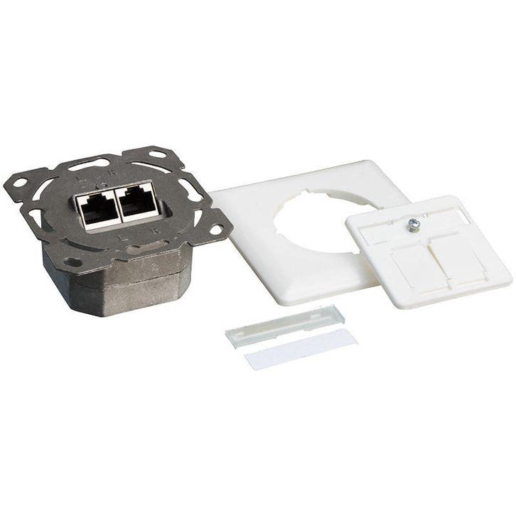 Inbouwdoos wit CAT6 2x RJ45 afgeschermd LSA RAL 9010, Computers en Software, Pc- en Netwerkkabels, Nieuw, Ophalen of Verzenden