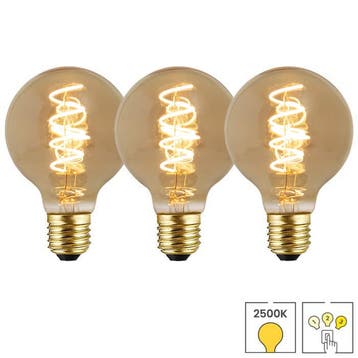 Set van 3 LED lampen E27 | 3-staps dimbaar | 4 watt | 2500K, Verzenden, Nieuw, E27 (groot), Overige typen