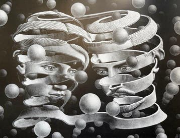 M.C. Escher - “Band without end”. Gedateerd en gesigneerd in, Antiek en Kunst