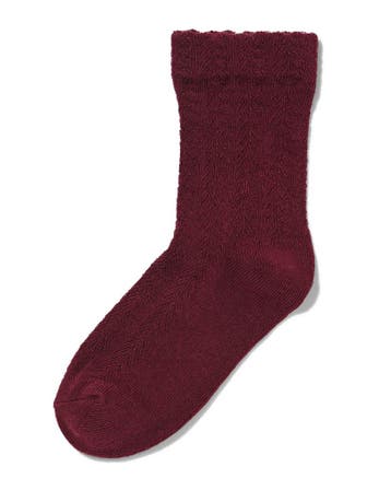HEMA Dames 3/4 sokken ajour bordeauxrood 2+1 gratis, Verzenden, Nieuw